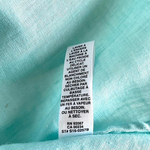 NWT Saks Fifth Avenue Women's Embroidered Tunic Top 100% Linen Mint Blue - Picture 9 of 9